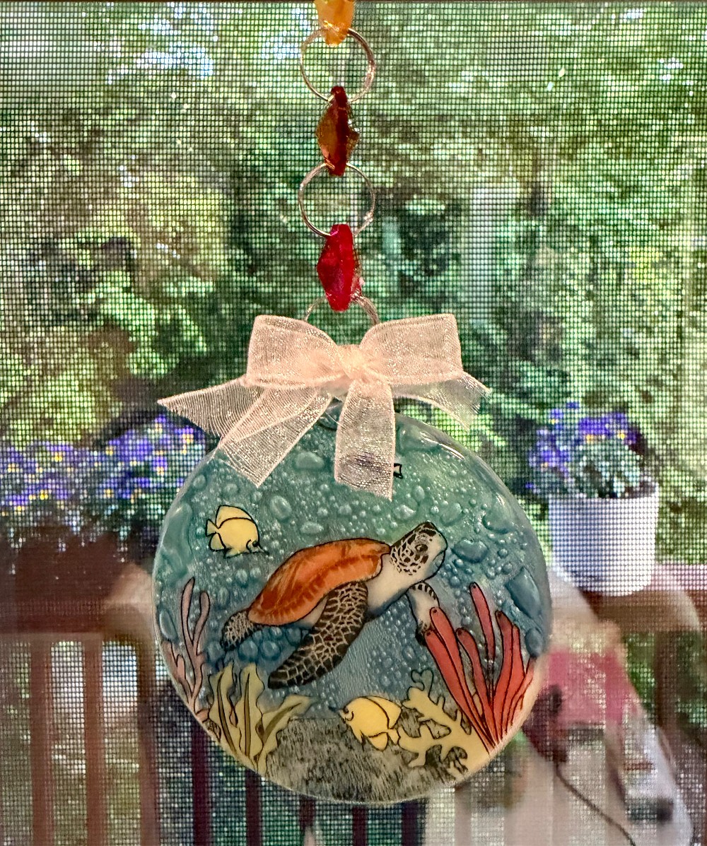 Glass Sea Turtle & Chakra Bead Sun Catcher