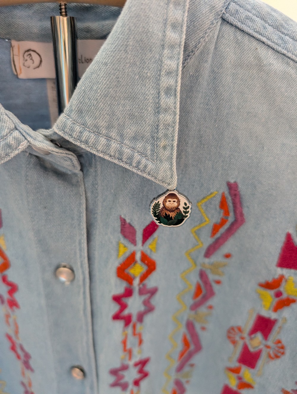 Bigfoot Applique & Embroidered Jean Shirt