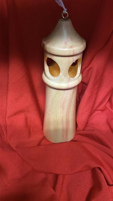 Hand turned wooden lighthouse ornament - Flame Box Elder