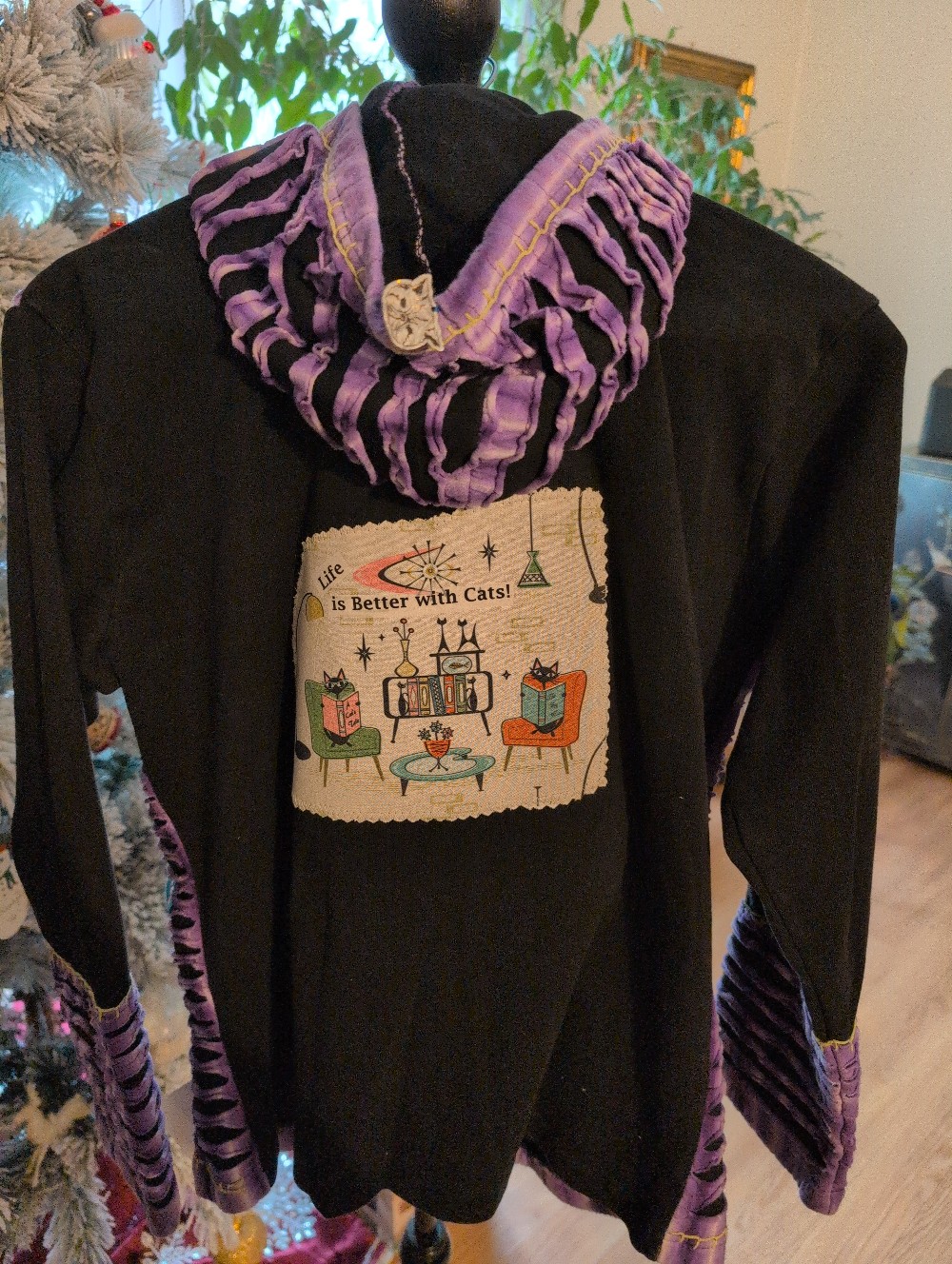 Cats Upcycled Rising Sweatshirt size medium