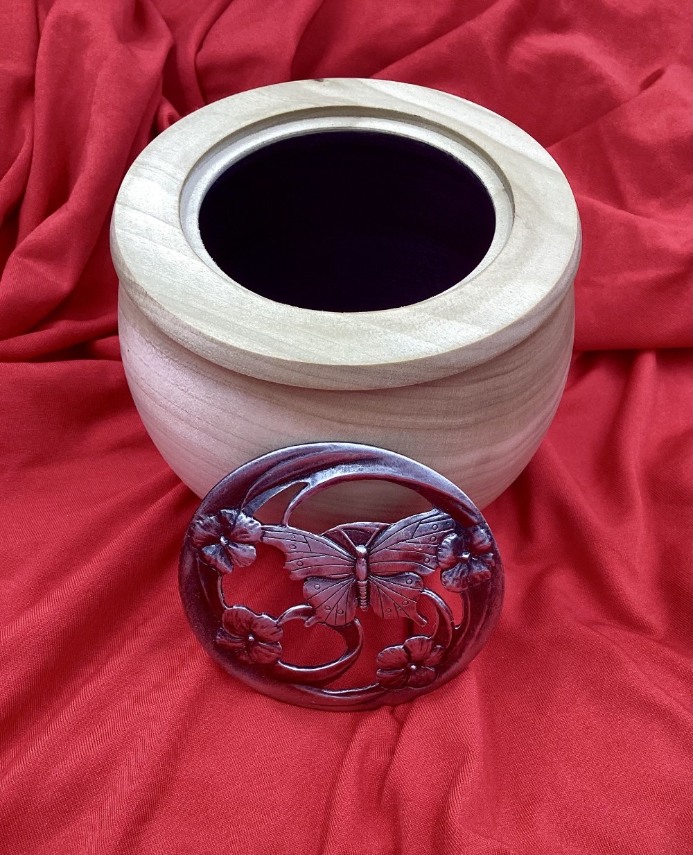 Handcrafted Wooden Potpourri Bowl with Butterfly Lid