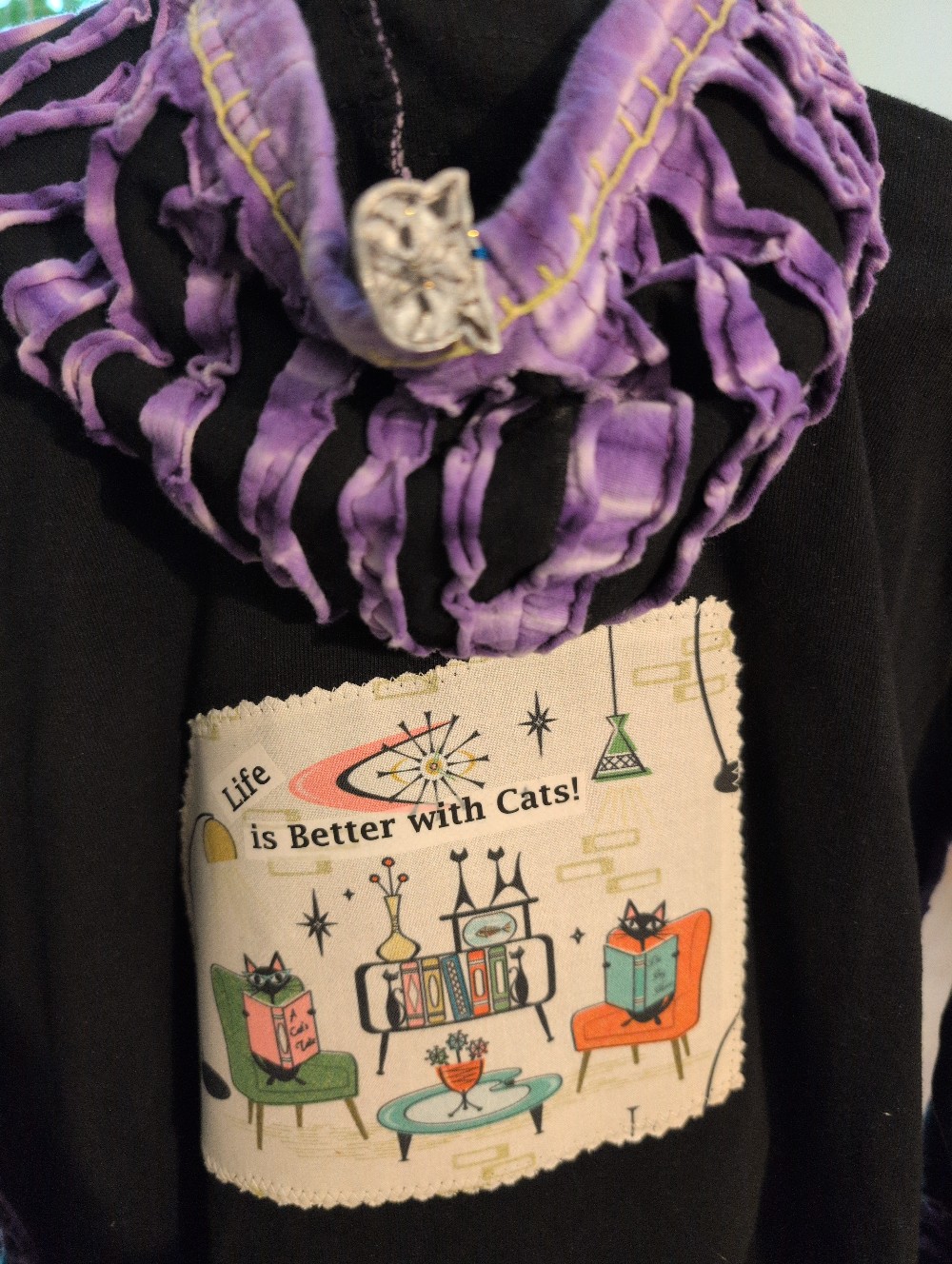 Cats Upcycled Rising Sweatshirt size medium