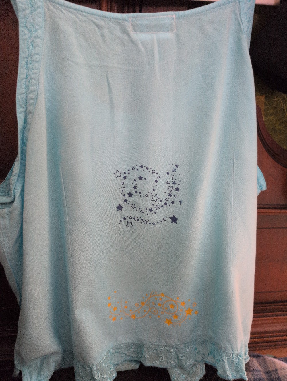 Aqua Tank Top with Stars and Moon