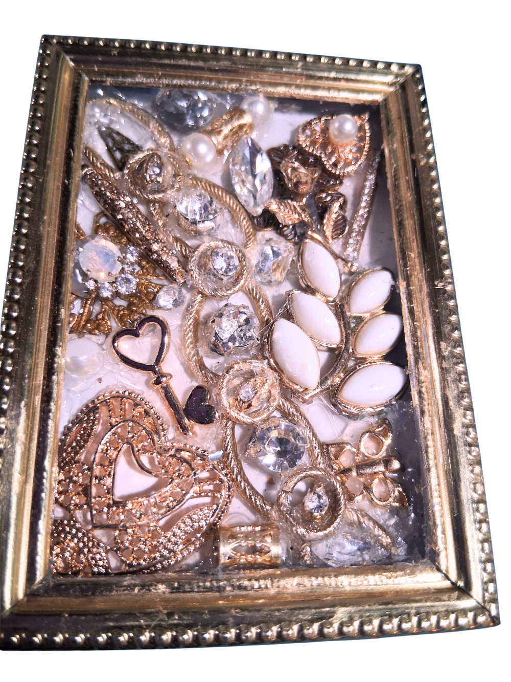 Small Gold and Rhinestone Upcycled Collage