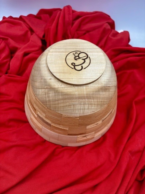 Handcrafted Segmented Maple and Beech Wood Bowl