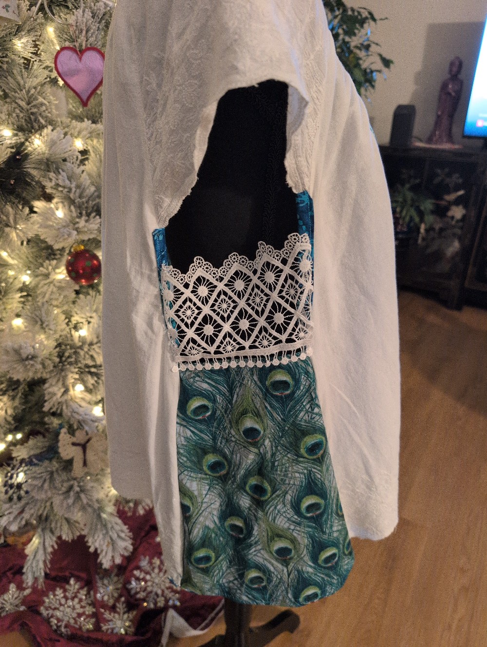 Create Art Not War Peacock Upcycled Shirt size large