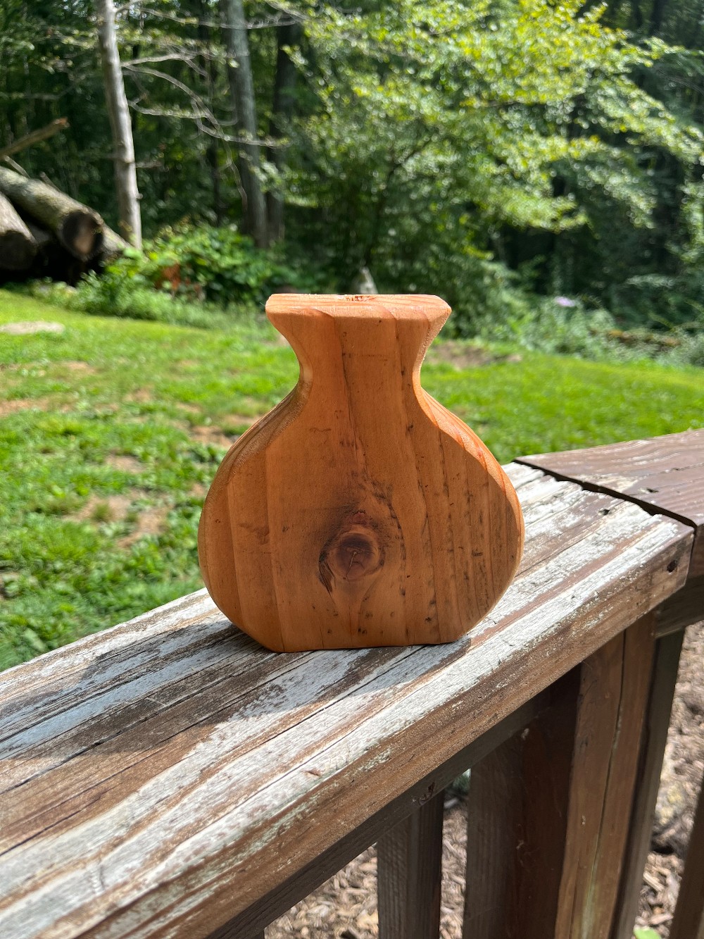 Wood vase for dried flowers