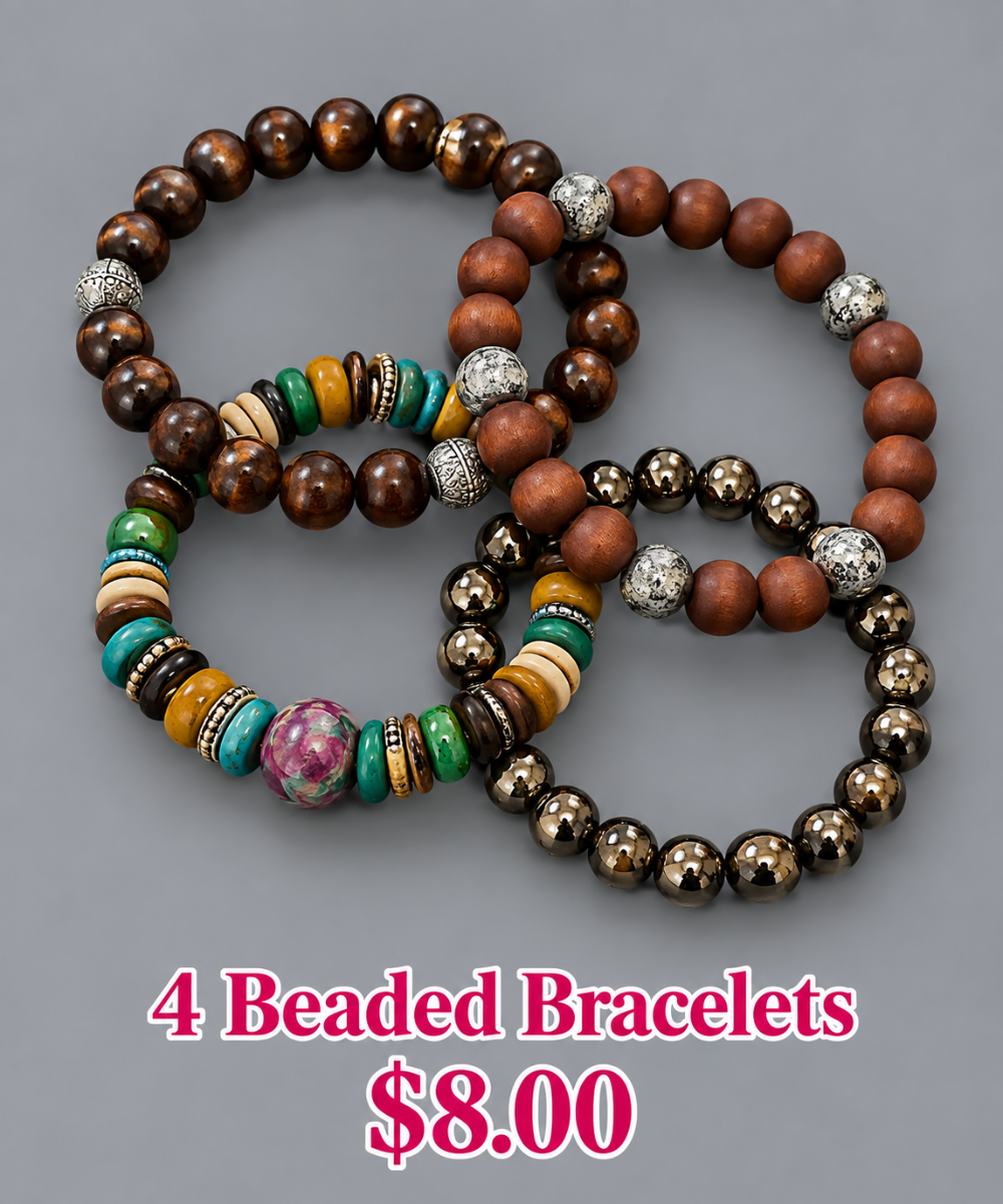 4 beaded bracelets