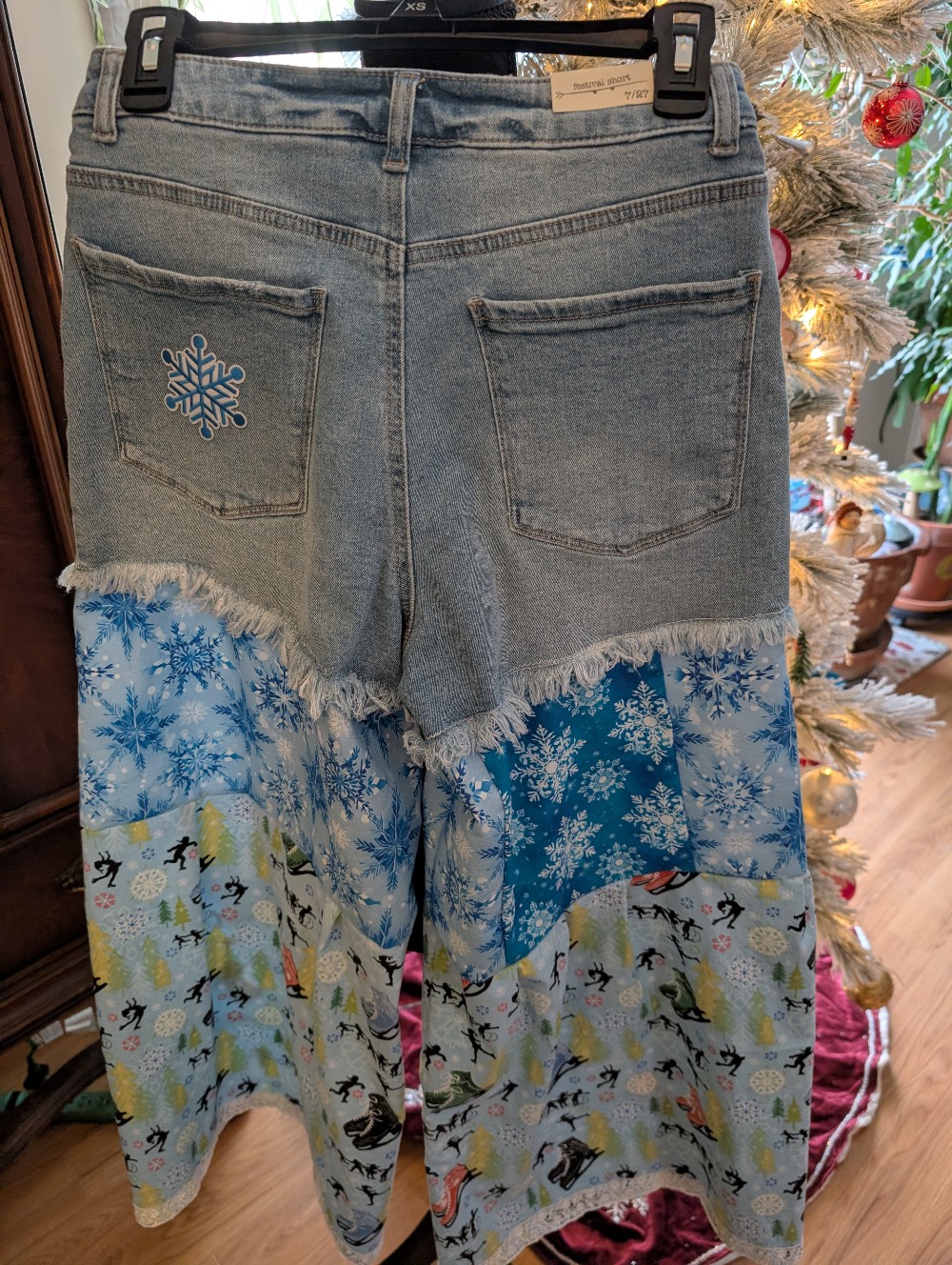 Snowflake Ice Skaters Wide Leg Jeans