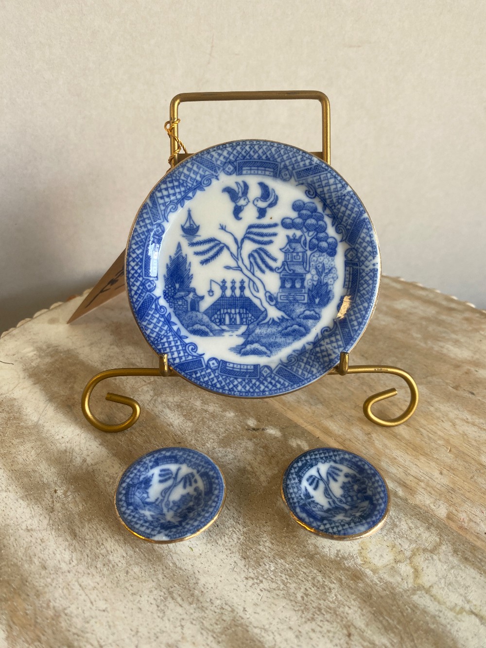 Set of 3 Miniature Blue Willow Dishes