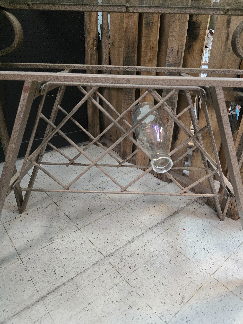 Metal Wine Rack with Glass Shelves