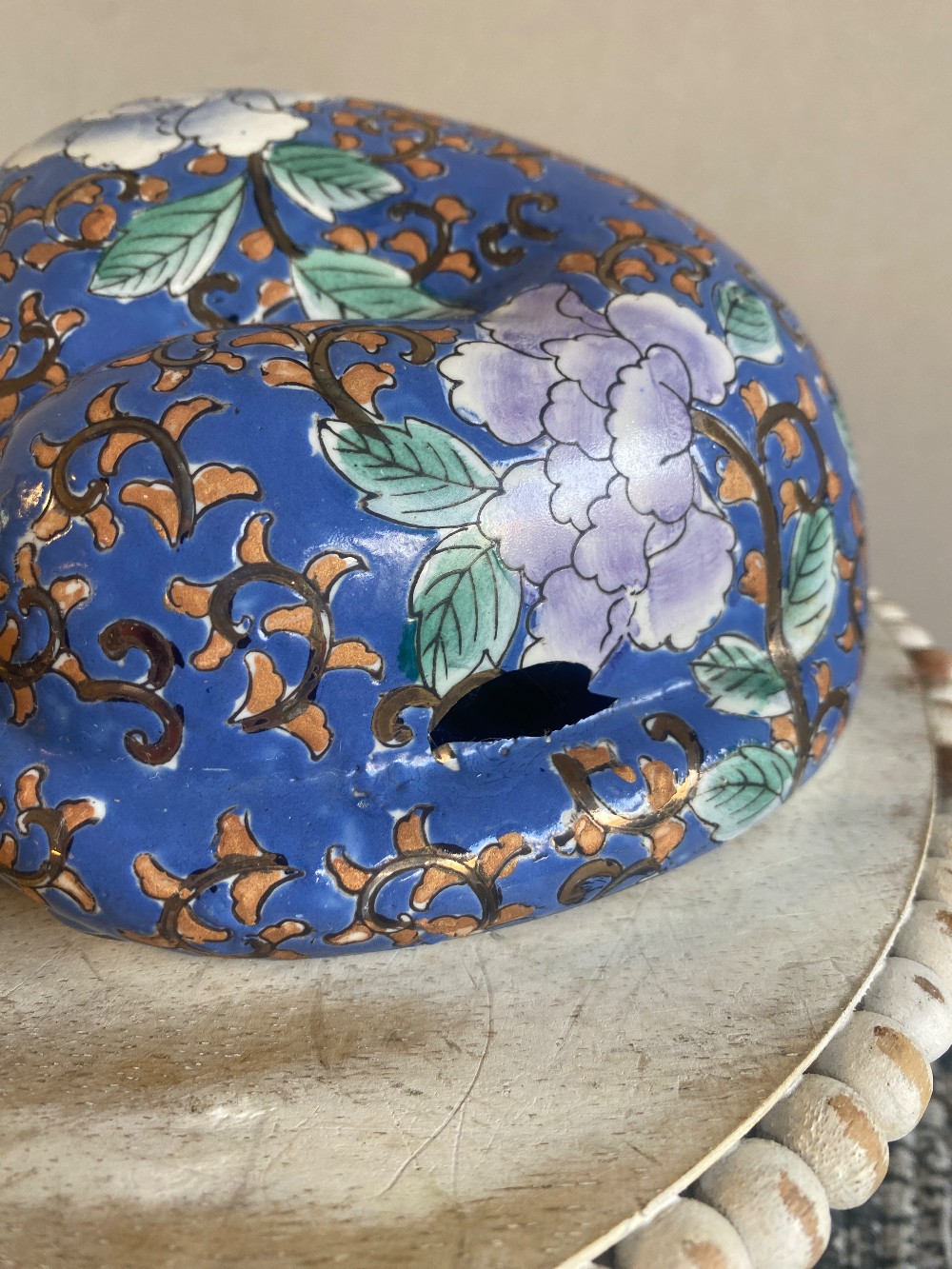 Japanese Kutani Sleeping Cat Figurine