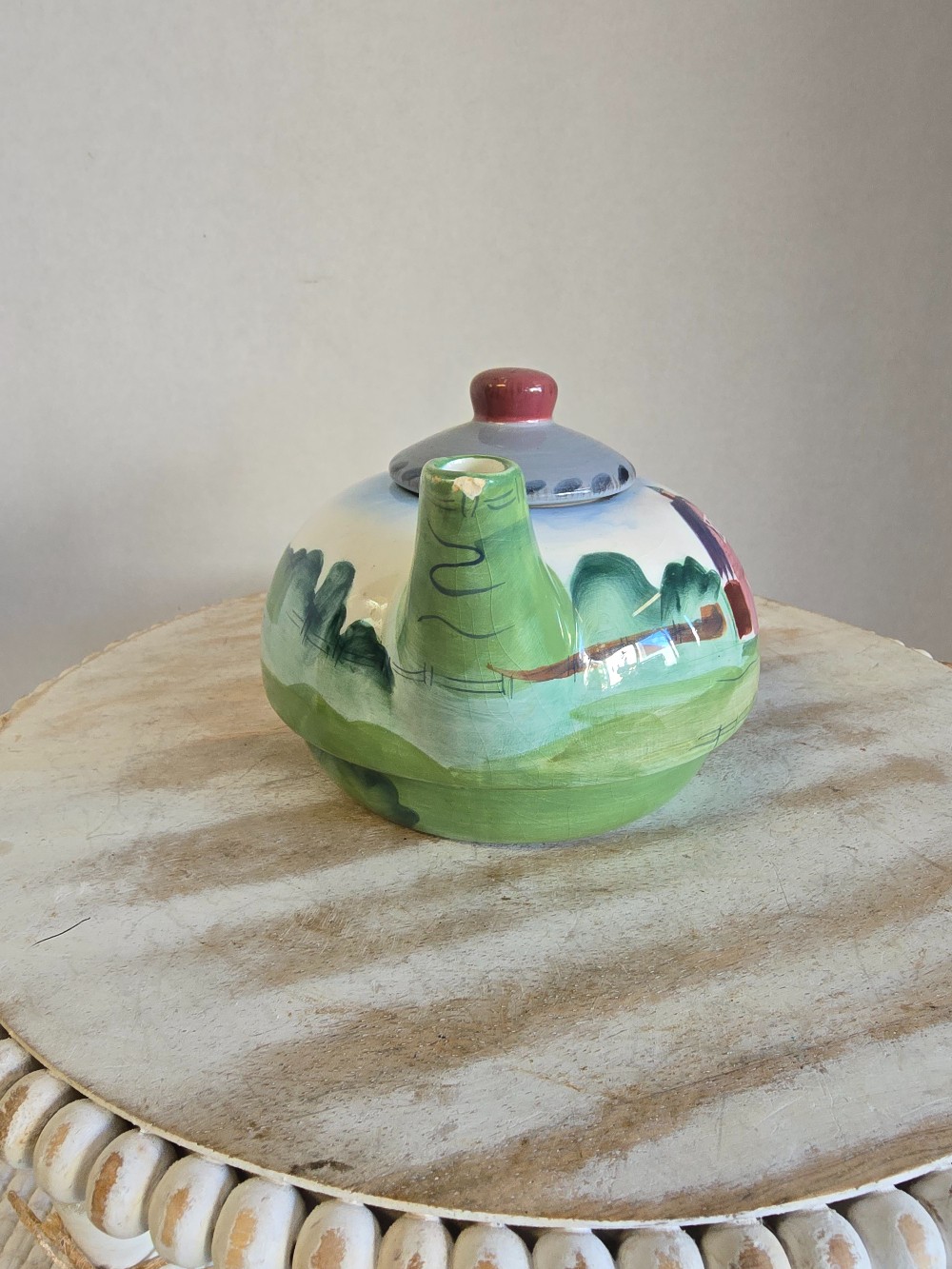 Barn Scene Teapot-1 chip