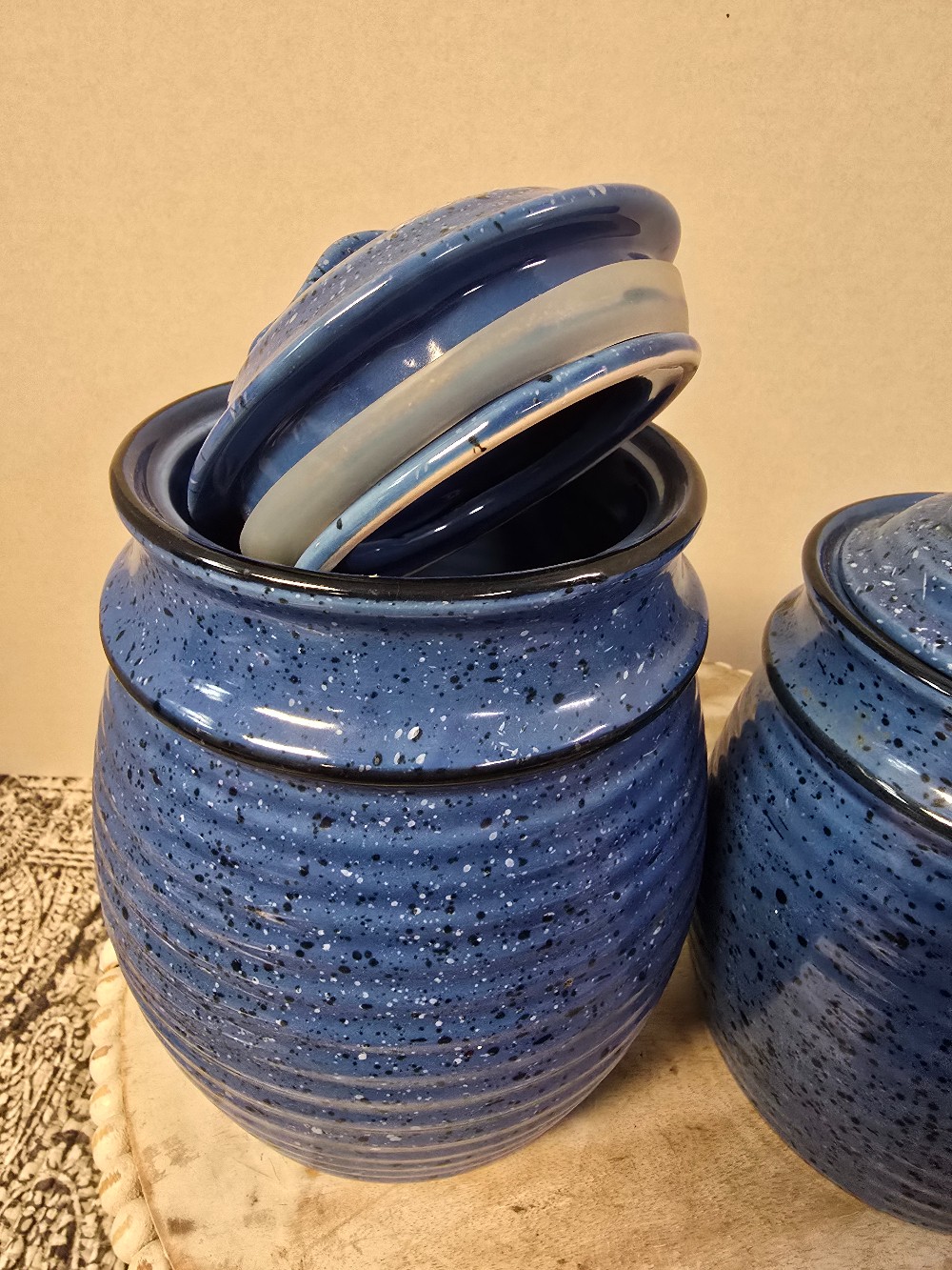 2 pc  Blue Canister Set