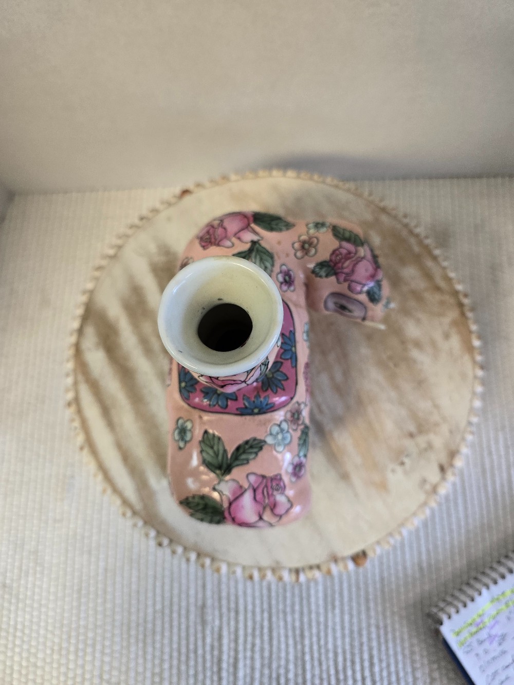 Chinese Porcelain Elephant Candleholder-1 tusk broken