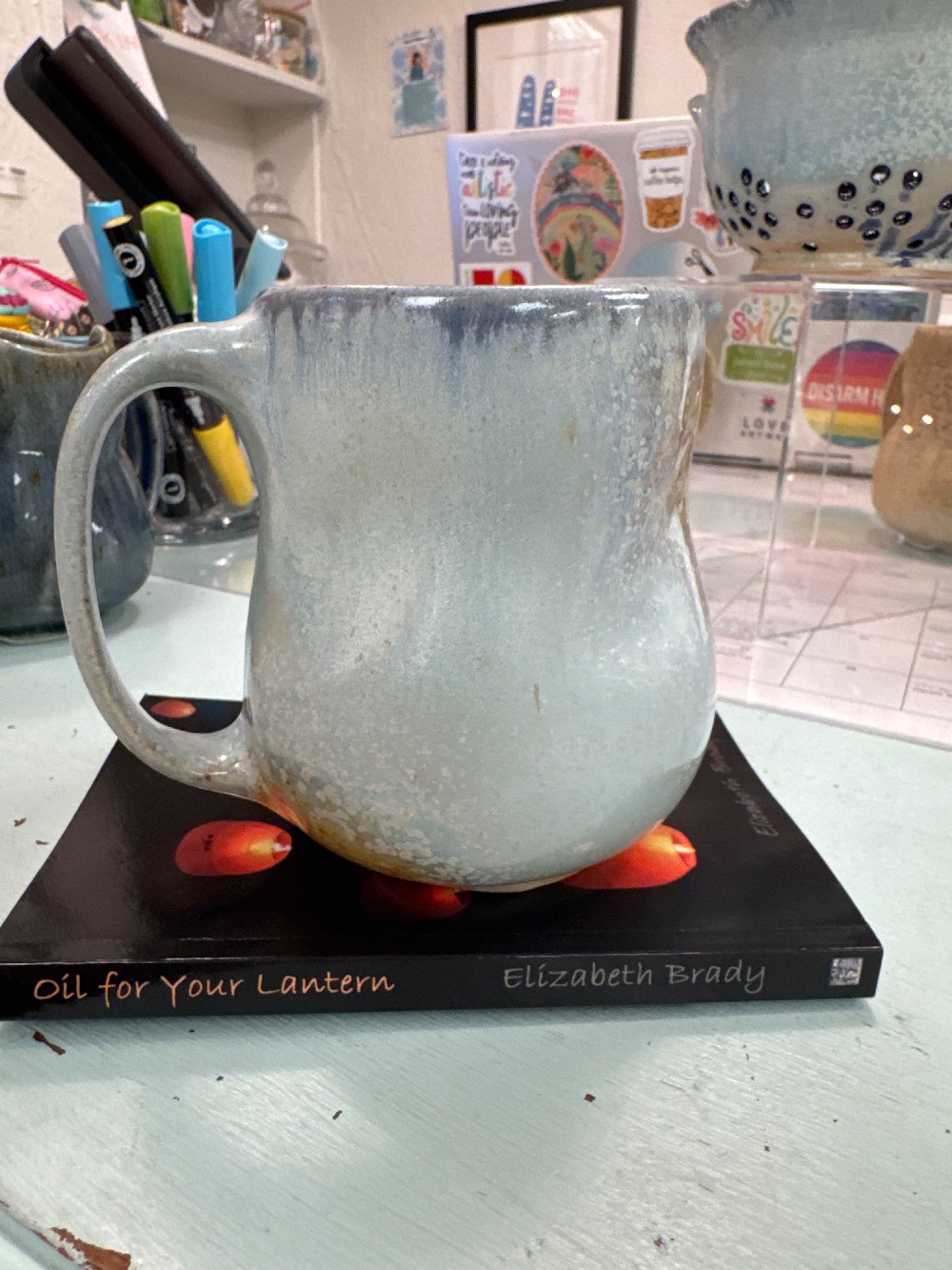 Salt-fired, Light Blue Mug
