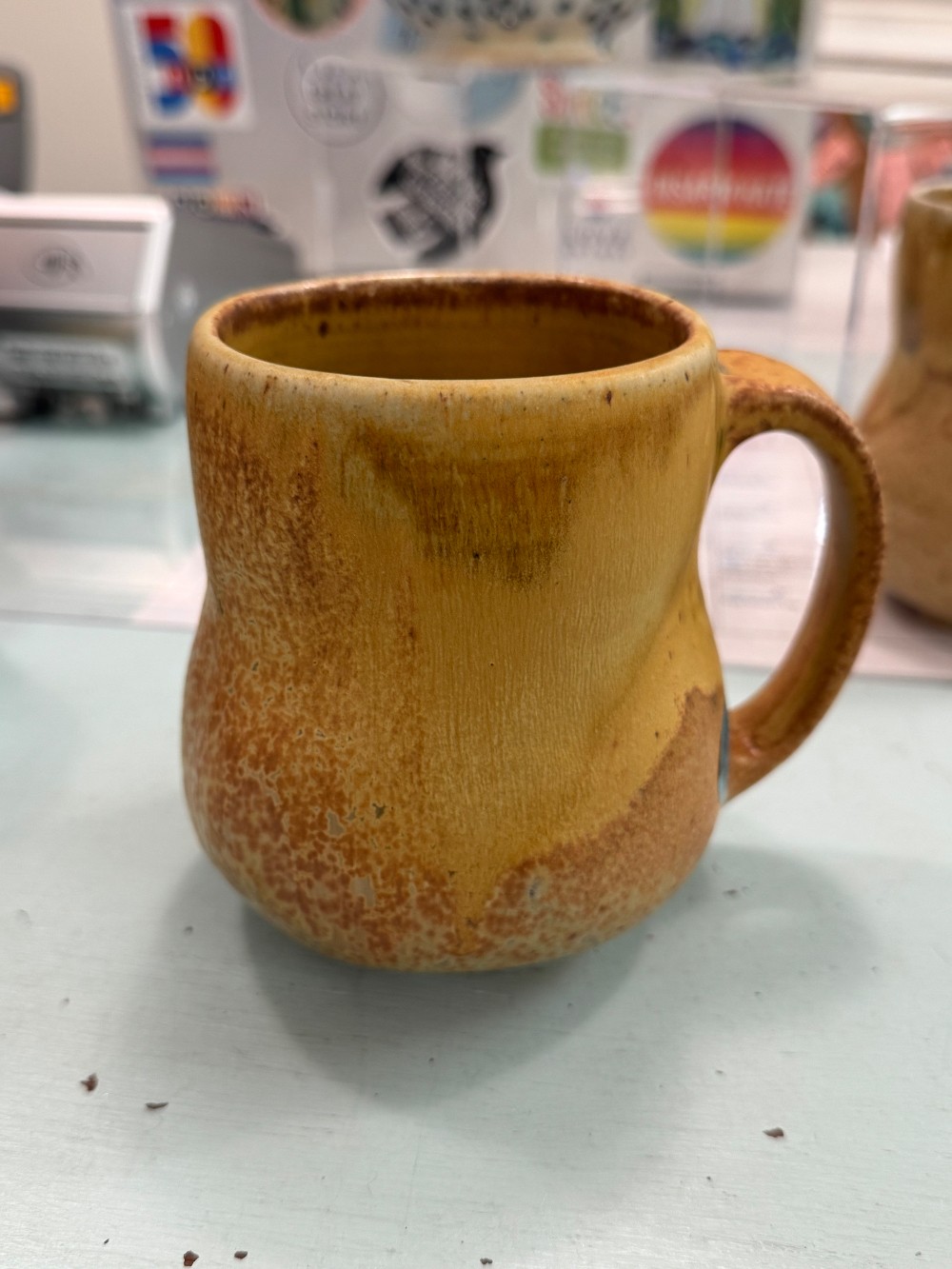 Peach, Fiery Orange and Crystal Stoneware Mug