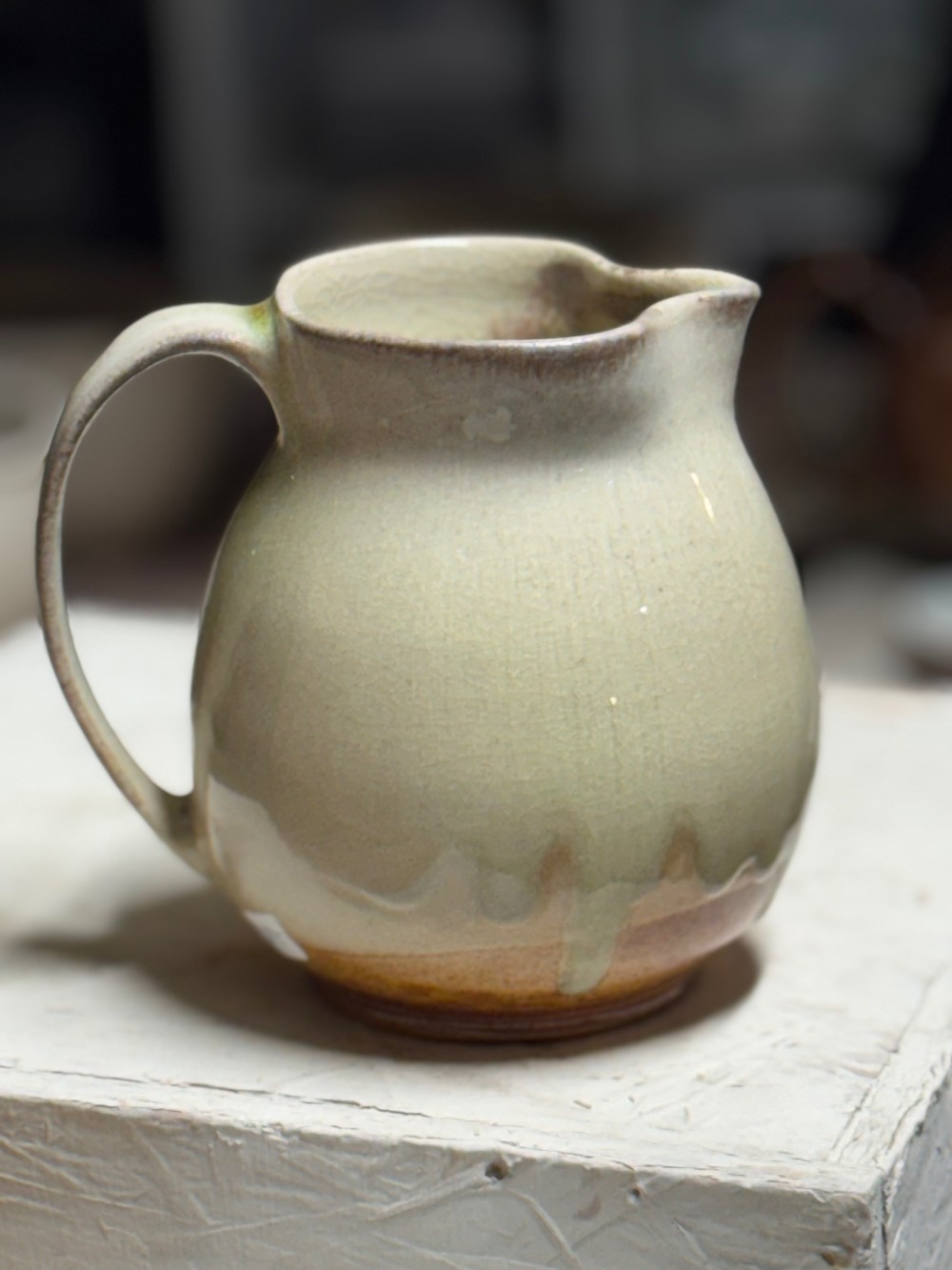White shino woodfired pitcher