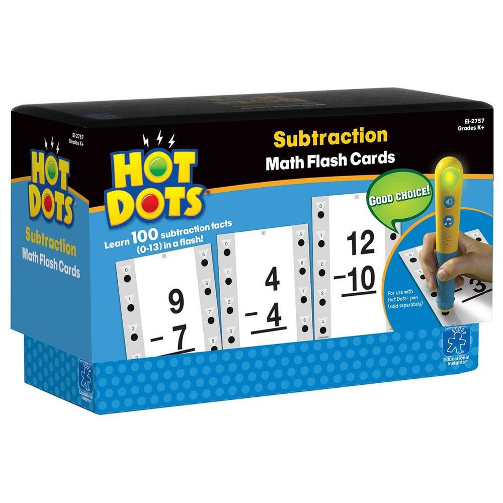 Hot Dots Subtraction Math Flash Cards