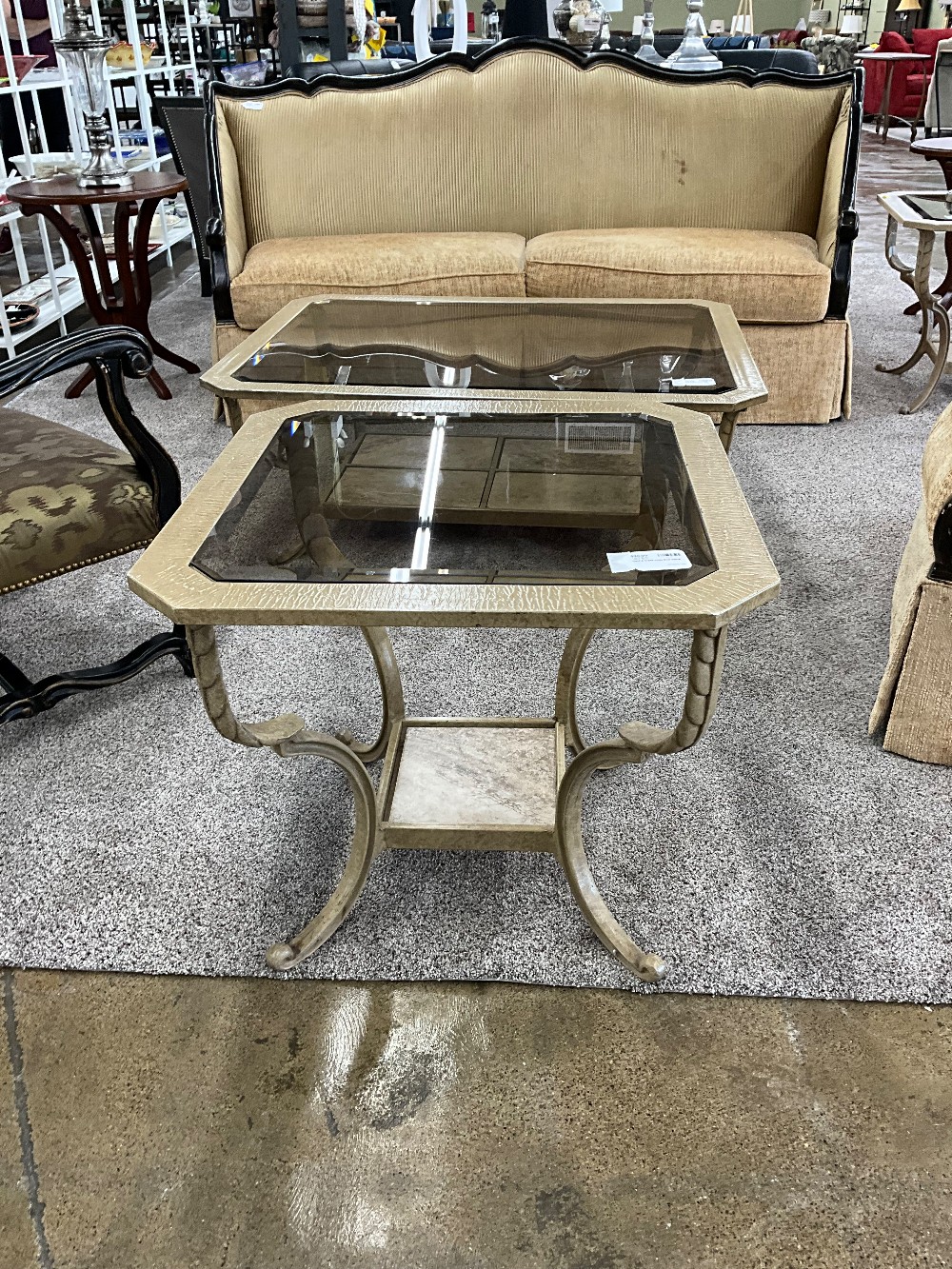 Gold & Glass Inlay End Table