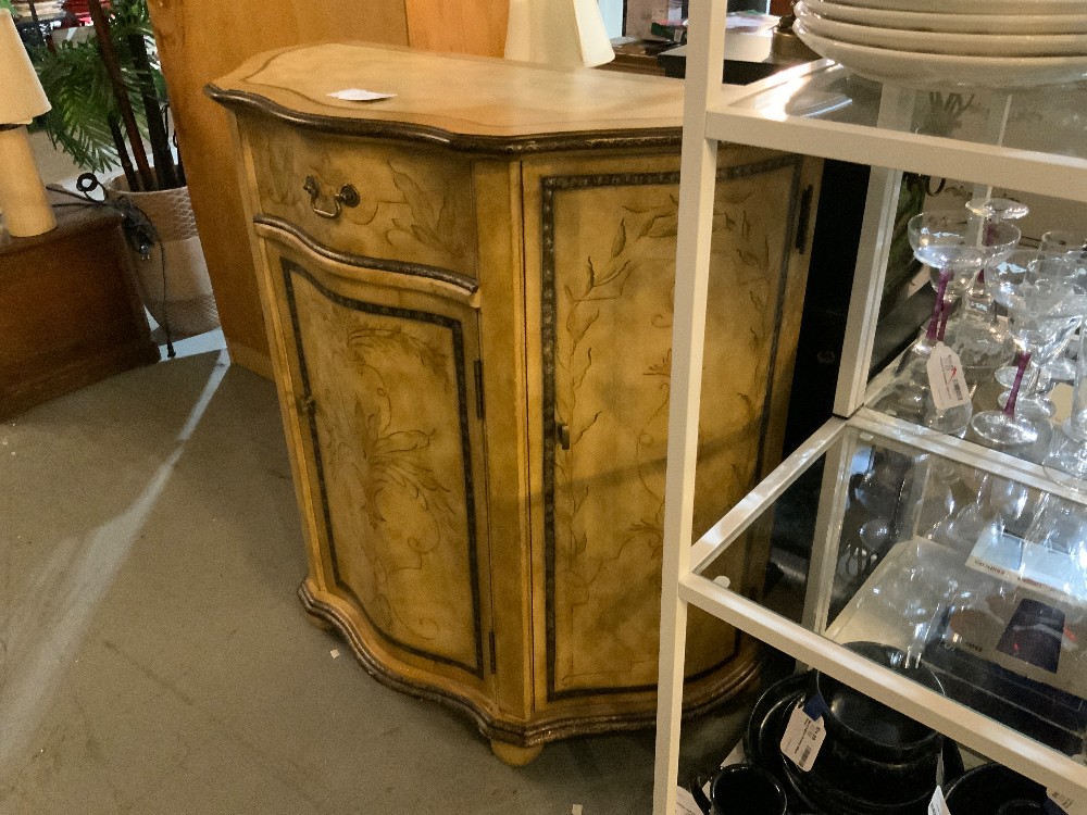 Wood / Leaf Print Sm Accent Cabinet