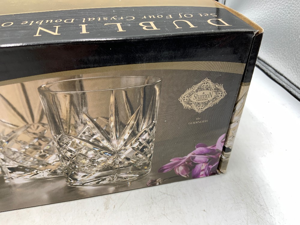 Dublin Set of 4 Crystal Double Old Fashion Glasses