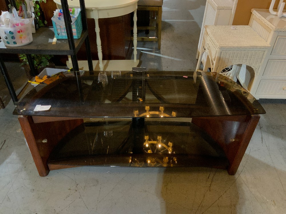 Dark Wood & Glass Tv Stand