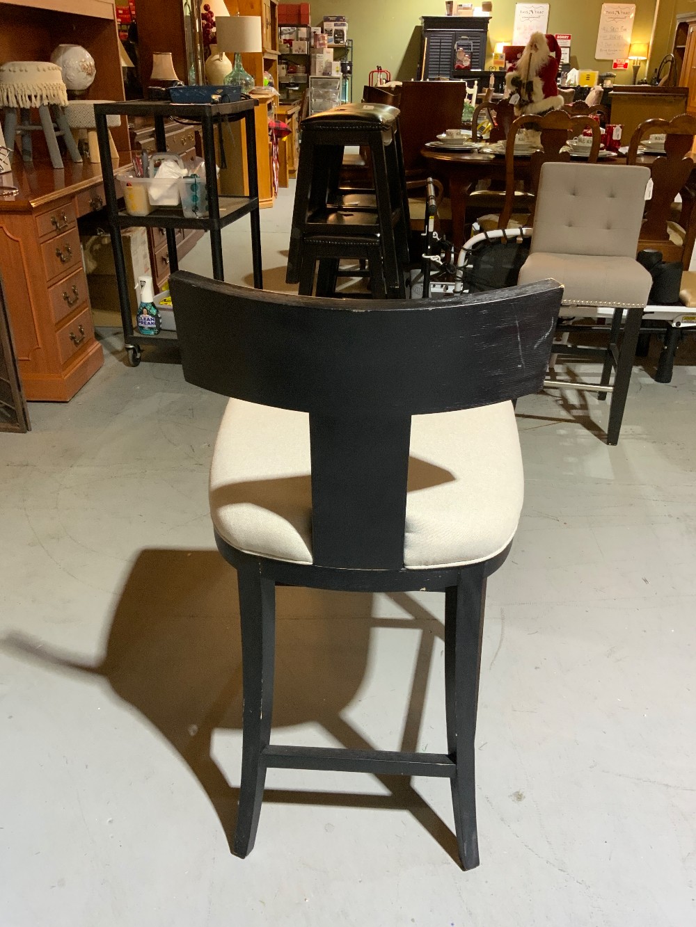 Wood Curved Back Barstool