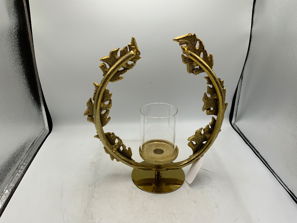 Gold Leaf Candle Holder