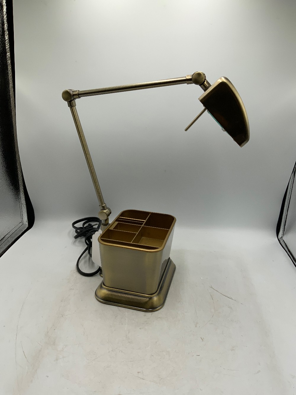 Brass Desk Lamp with Organizer