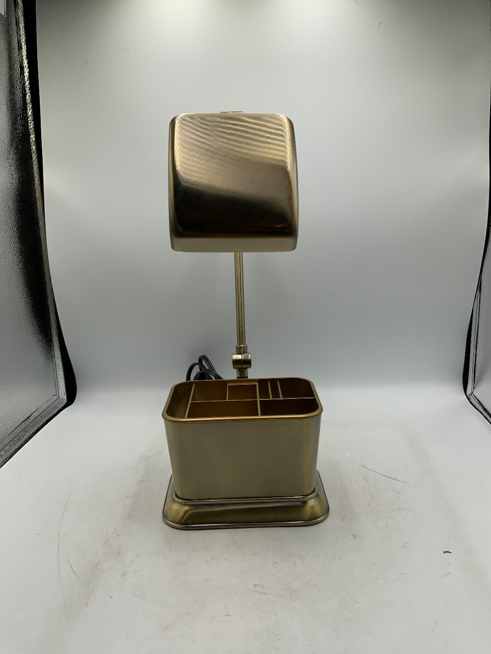 Brass Desk Lamp with Organizer