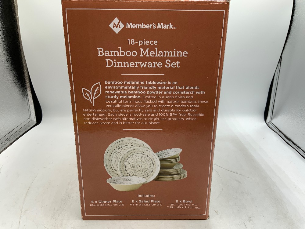 Member Mark 18 Piece Bamboo Melamine Dinner Set