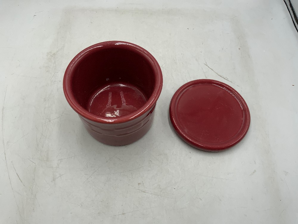 Longaberger Sm Burgundy Crock with Lid