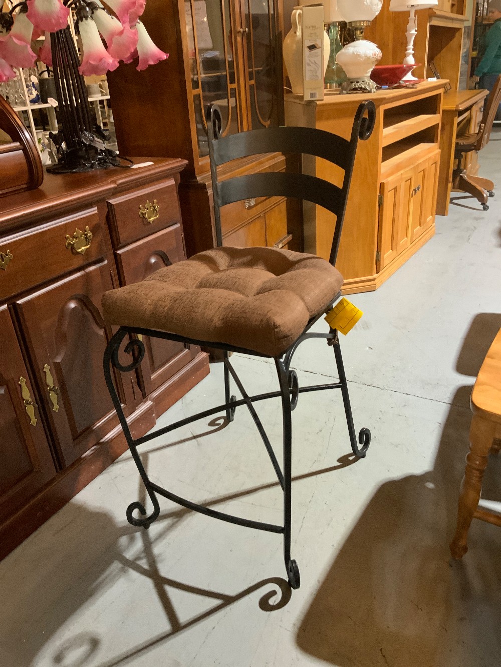 Black Wrought Iron Barstool w/ Cushion