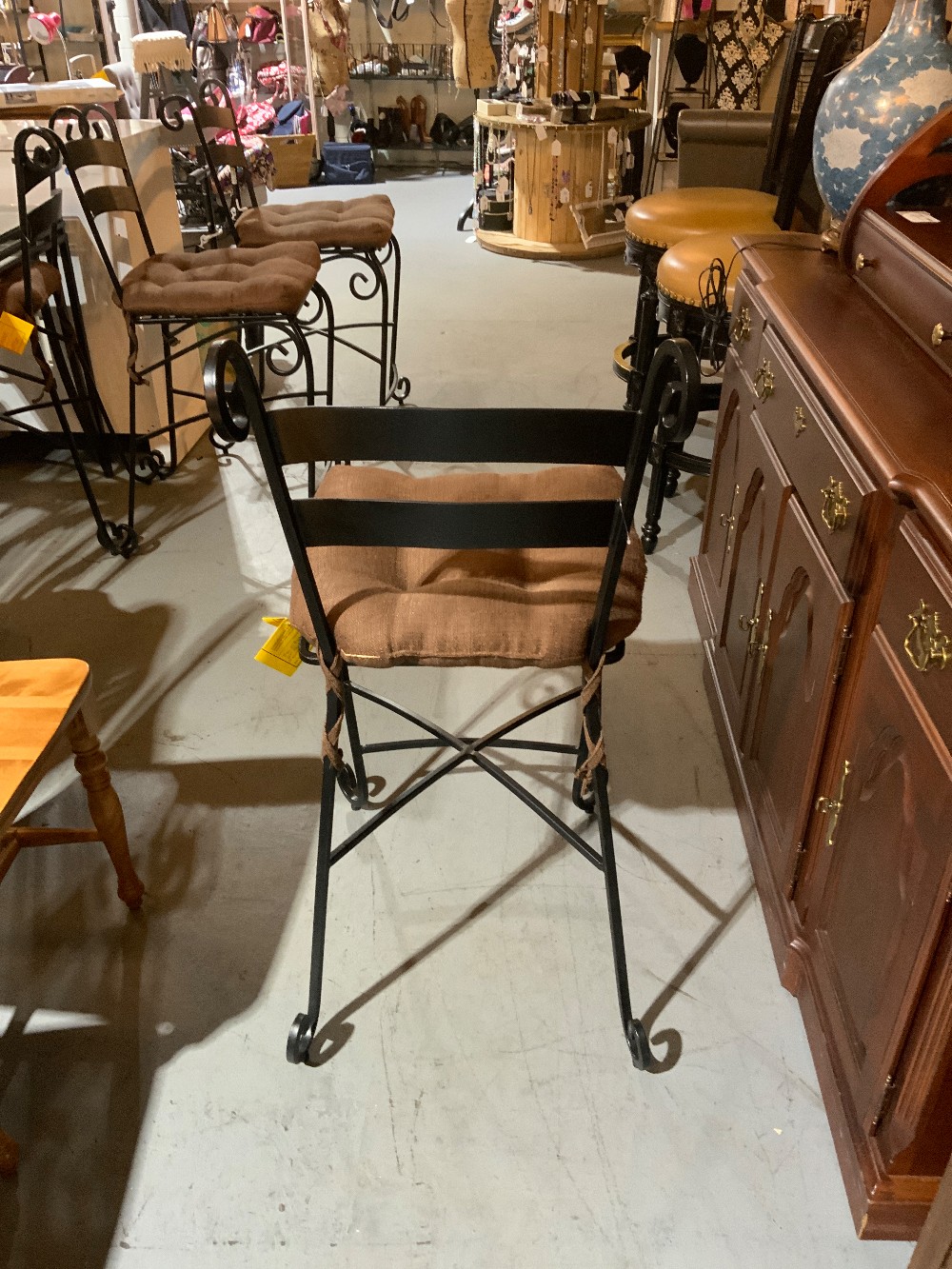 Black Wrought Iron Barstool w/ Cushion