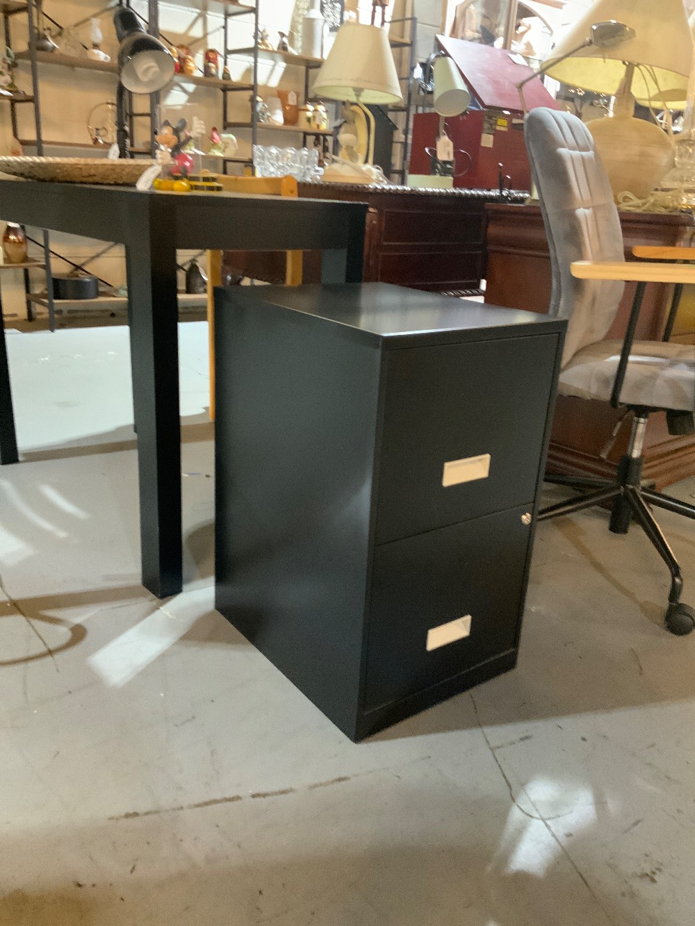 2 Drawer Black Metal file Cabinet