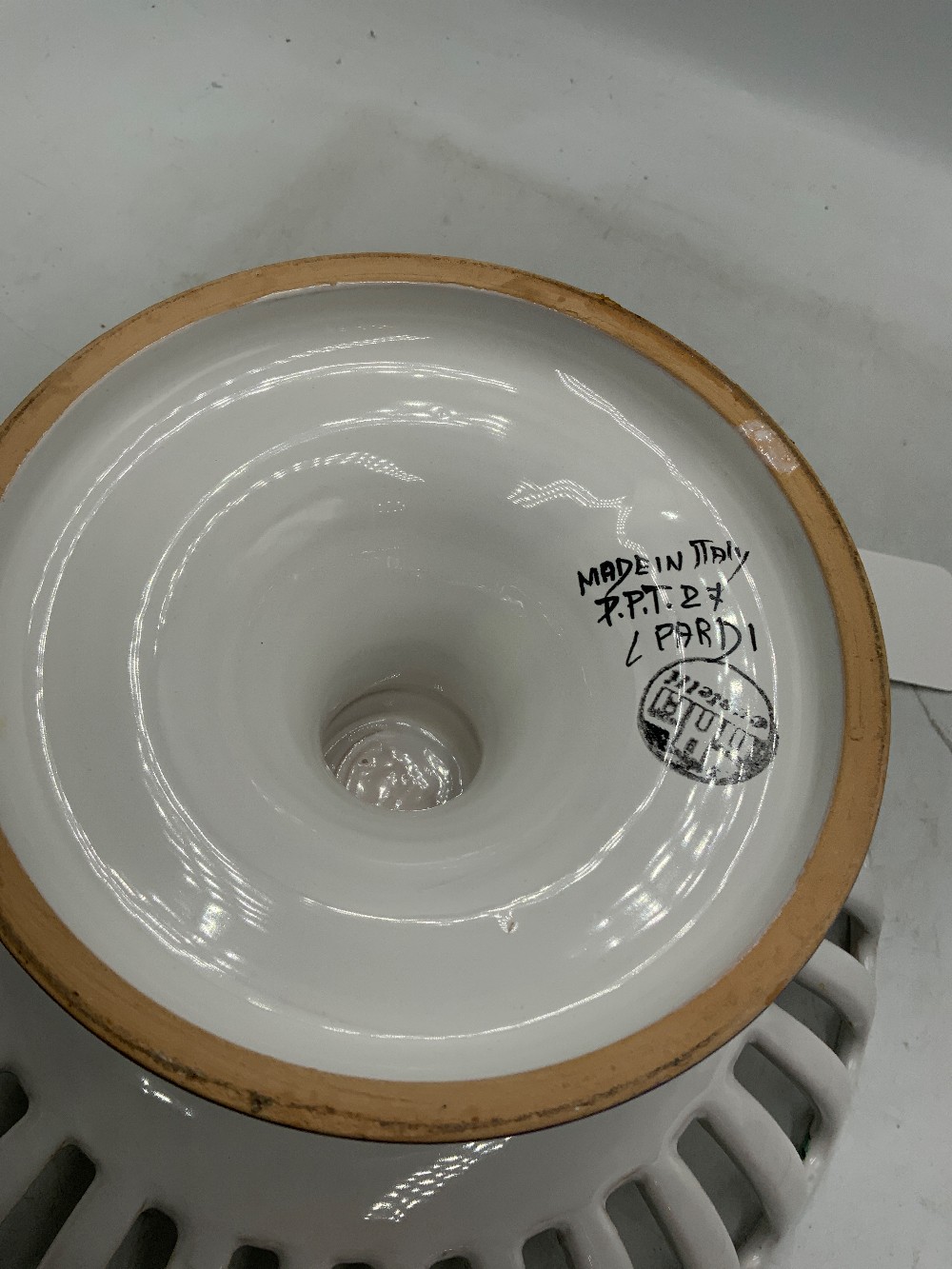 Pottery Pedestal Bowl Made in Italy