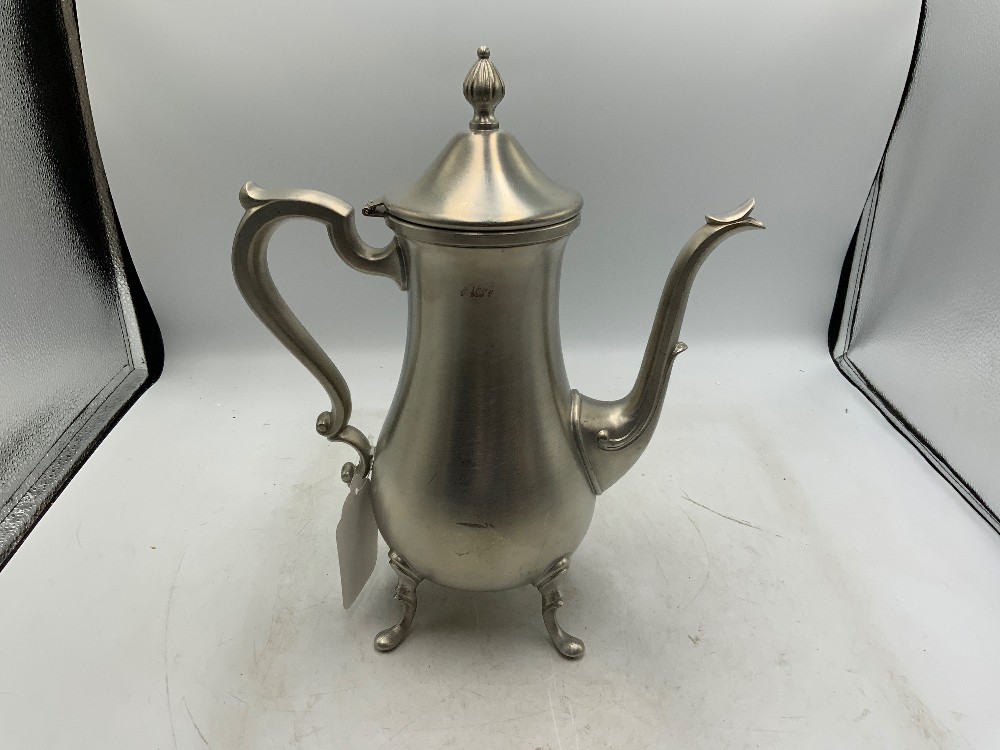 Pewter Coffee Pot, Cream & Sugar 3 pc Set