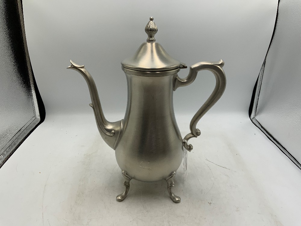 Pewter Coffee Pot, Cream & Sugar 3 pc Set