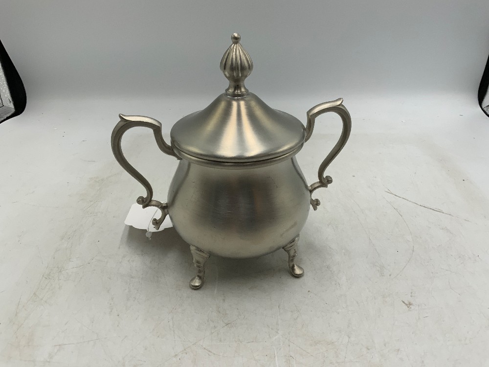 Pewter Coffee Pot, Cream & Sugar 3 pc Set