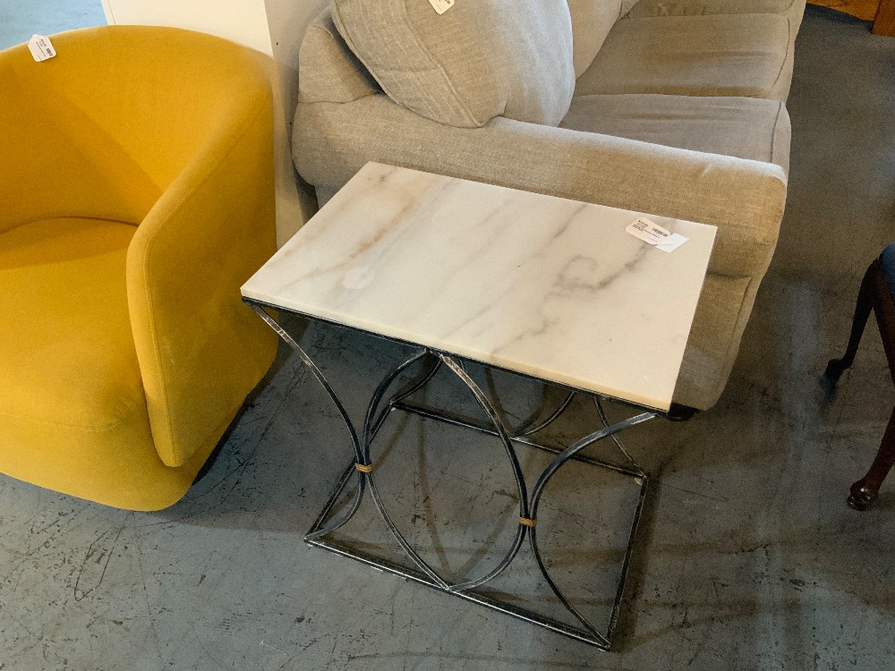 Marble Top Accent Table w Metal Base