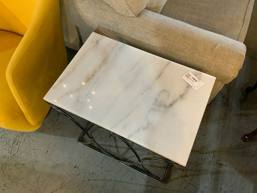 Marble Top Accent Table w Metal Base