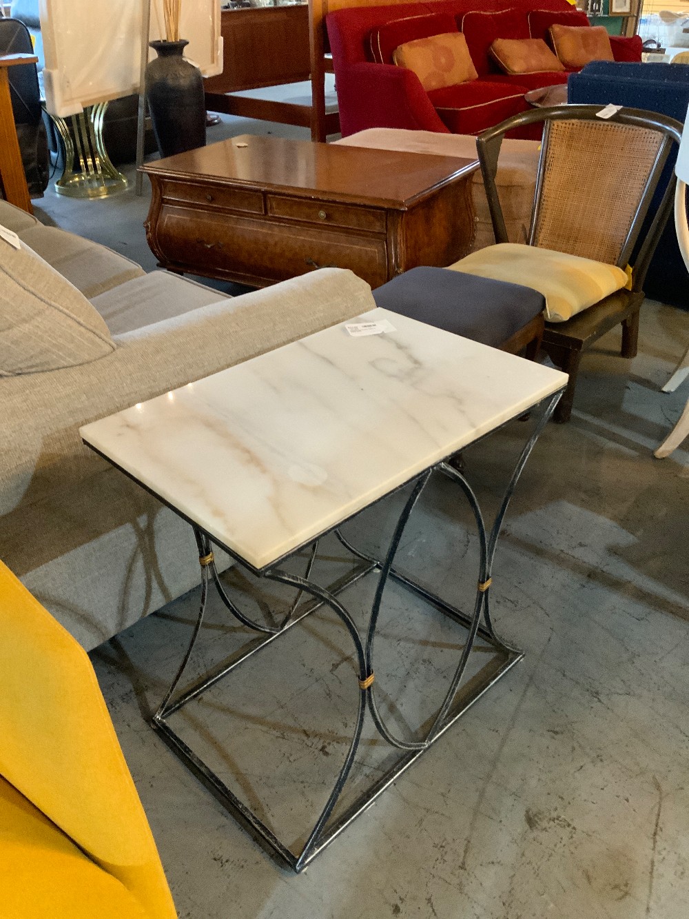 Marble Top Accent Table w Metal Base