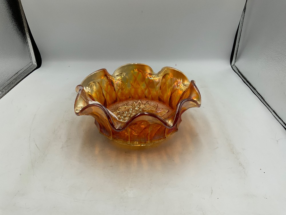 Carnival Marigold Glass Grape Bowl