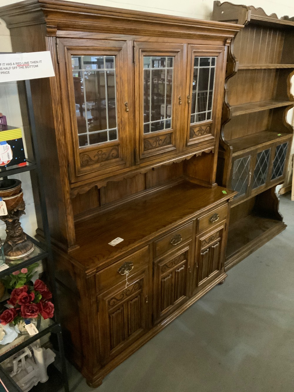 Ethan Allen Oak 2pc Hutch