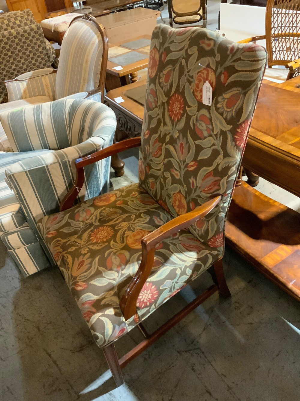 Floral Wood Accent Chair