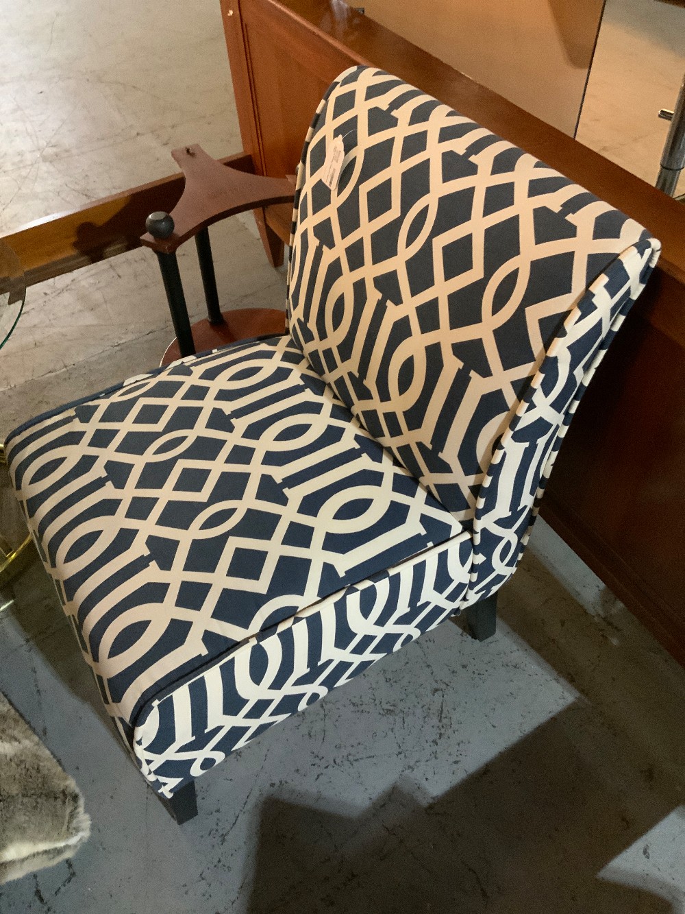 Navy & White Chevron Accent Chair