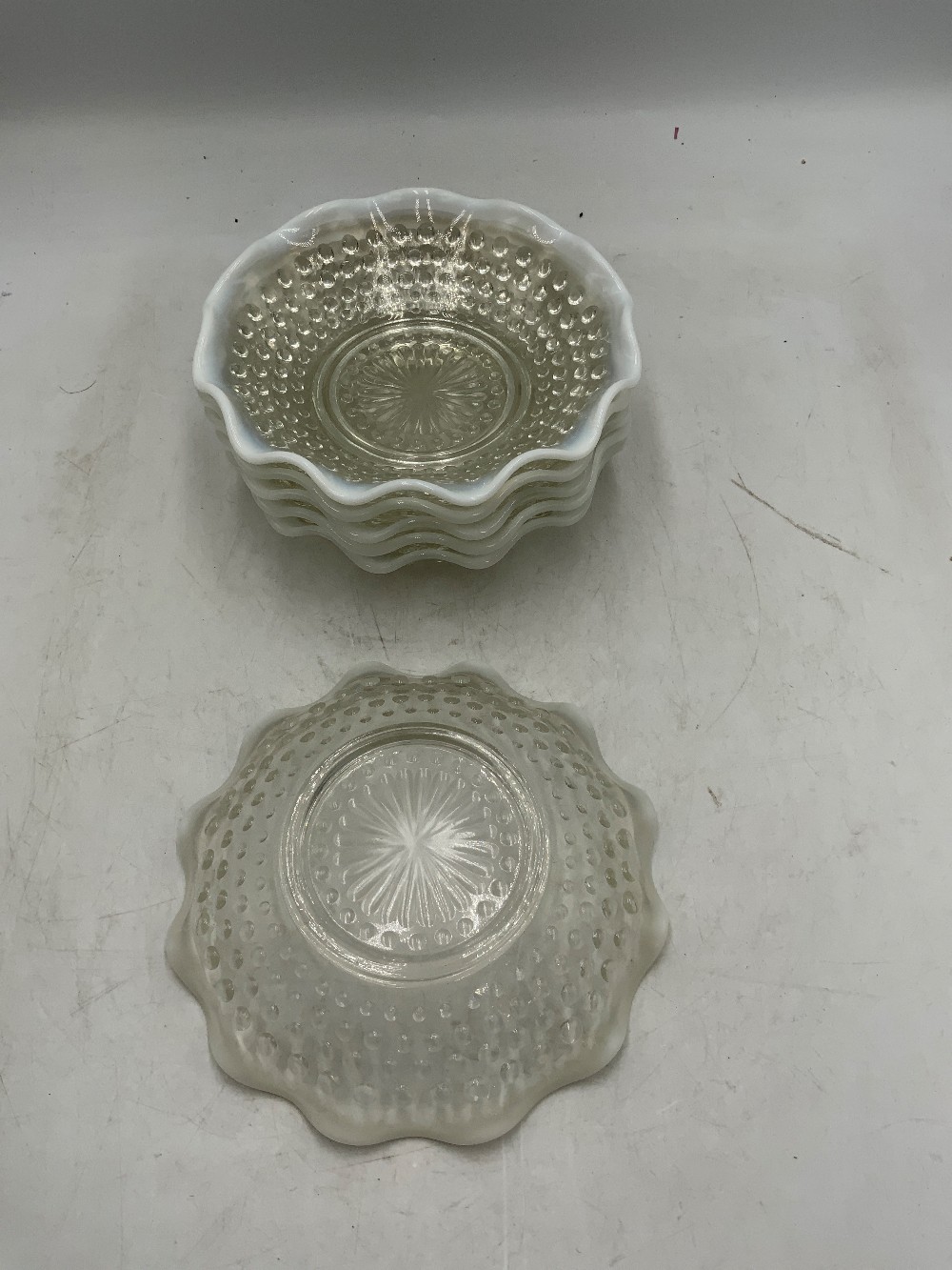 Hobnail Moonstone Sm Bowls - Set of 6