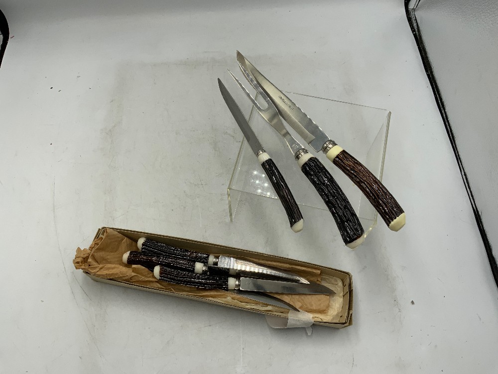 Vintage Steak Knife , Meat Fork + Knife