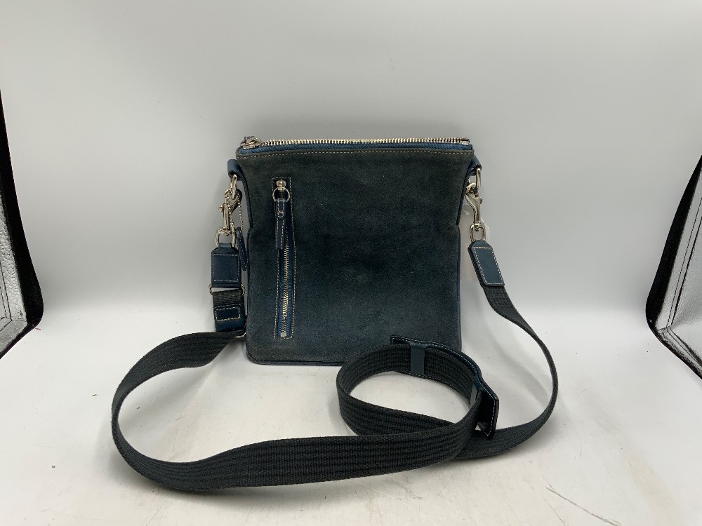 Grey / Blue Velvet Coach Crossbody